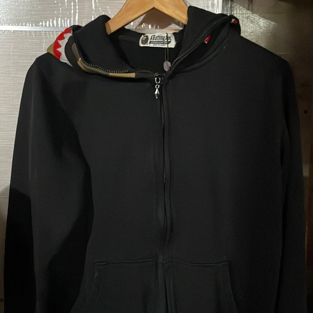 BAPE Shark Full Zip Hoodie Camo Hood Size S